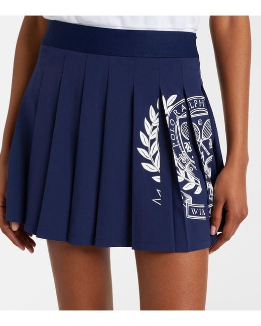 Polo Ralph Lauren Blue X Wimbledon Logo Pleated Tennis Skirt