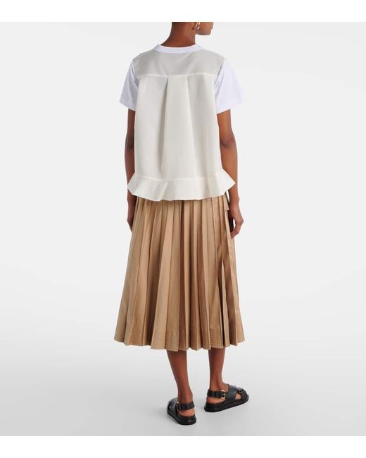 Camiseta De Sarga Y Algodon Sacai de color White