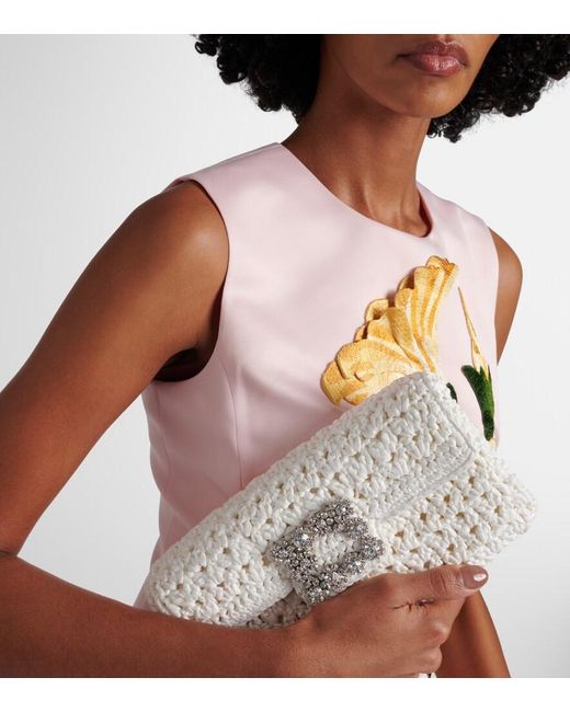 Roger Vivier Metallic Jeu De Fille Embellished Crochet Clutch