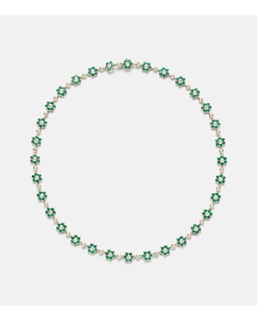 Gargantilla Flora Small De Oro De 18 Ct Con Esmeraldas Y Diamantes Anita Ko de color Metallic