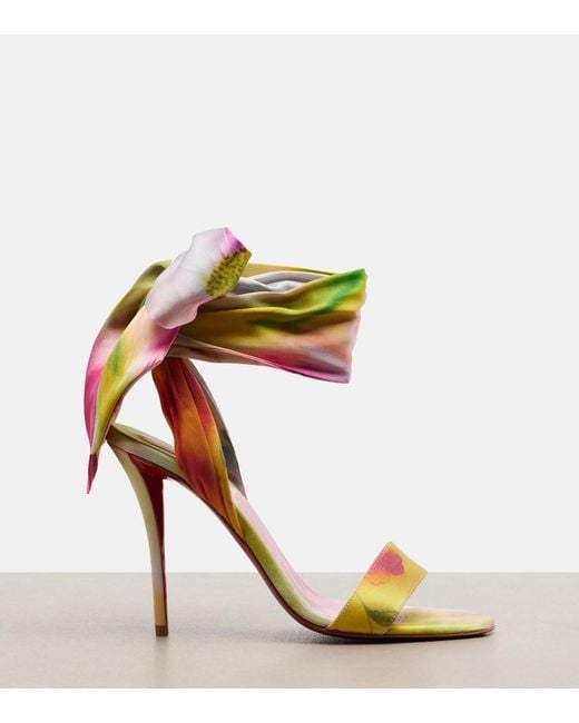 Christian Louboutin Green Miss Z Sandal Du Desert Crepe Satin Sandals