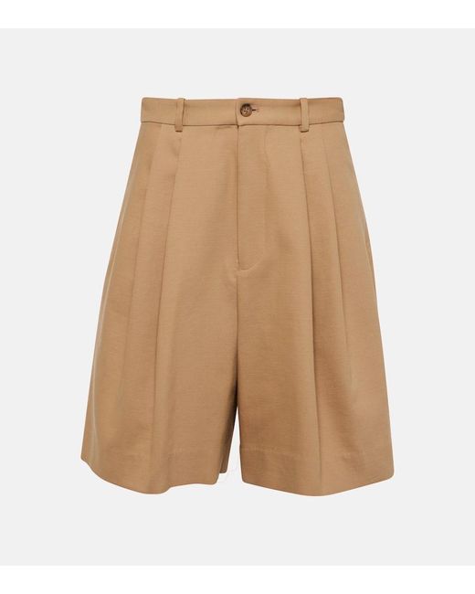 Polo Ralph Lauren Natural Pleated Cotton And Wool Shorts