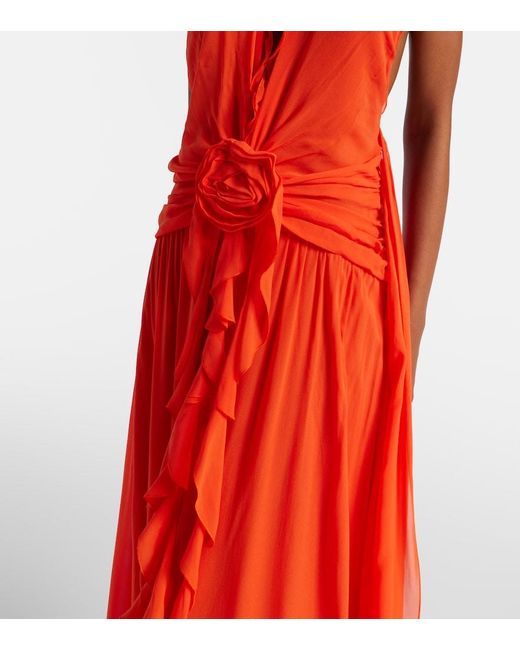 Blumarine Red Ruffled Georgette Gown