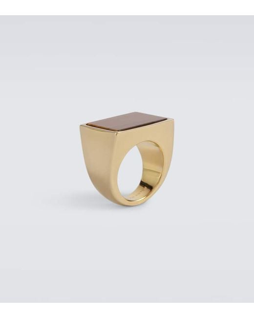 Anello Con Occhio Di Tigre di Dries Van Noten in White da Uomo