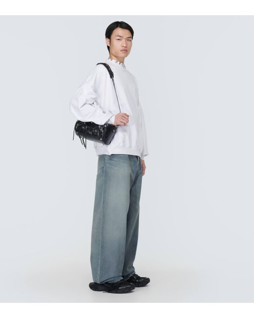 Balenciaga White Le Cagole Cylinder Leather Shoulder Bag for men