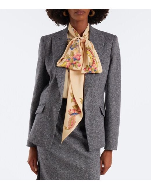 Etro Blue Wool And Silk-Blend Blazer