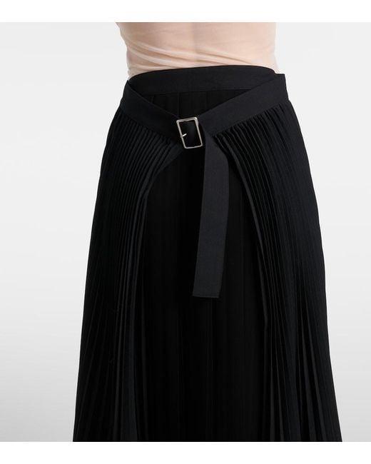 Junya Watanabe Black Plisse Wool-Blend Maxi Skirt
