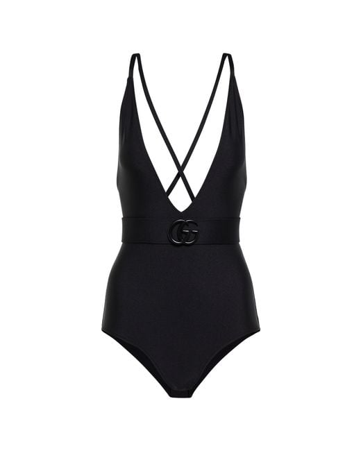 Gucci Black GG Belted Swimsuit