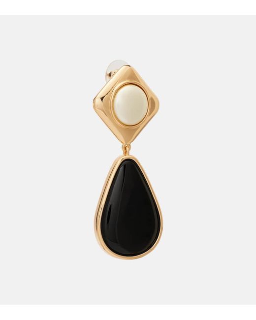 Self-Portrait Black Plated Drop Earrings
