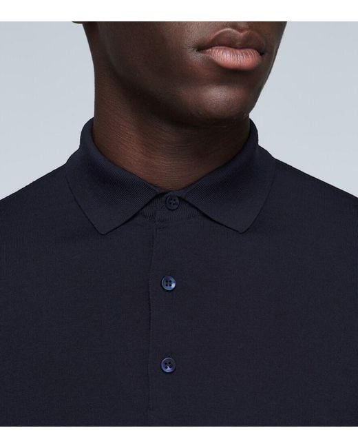 Loro Piana Blue Ml Long-Sleeved Wool Polo Shirt for men