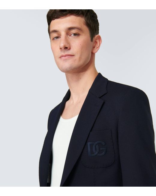 Dolce & Gabbana Blue Embroidered Blazer for men