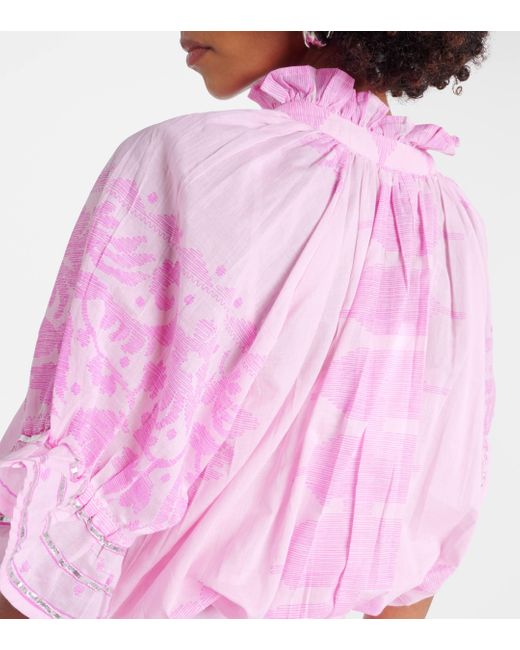 Robe chemise imprimee en coton Juliet Dunn en coloris Pink