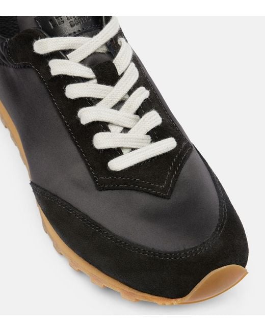 Le Monde Beryl Black Slim Runner Suede-Trimmed Sneakers