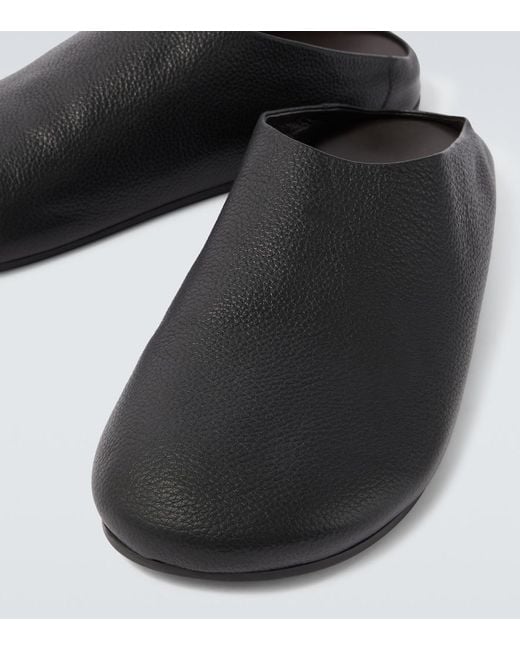 The Row Black Hudson Leather Mules for men