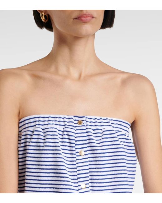 Melissa Odabash Blue Venus Cotton-Blend Terry Romper