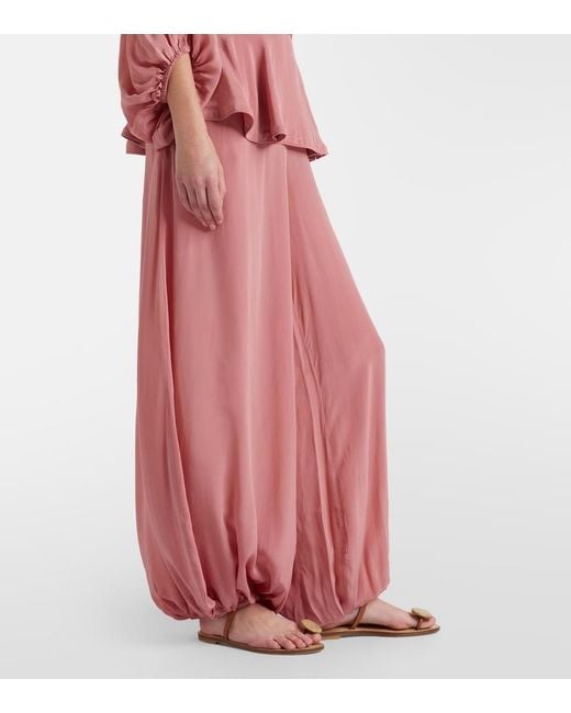 Adriana Degreas Pink Solid Peplum Balloon Pants