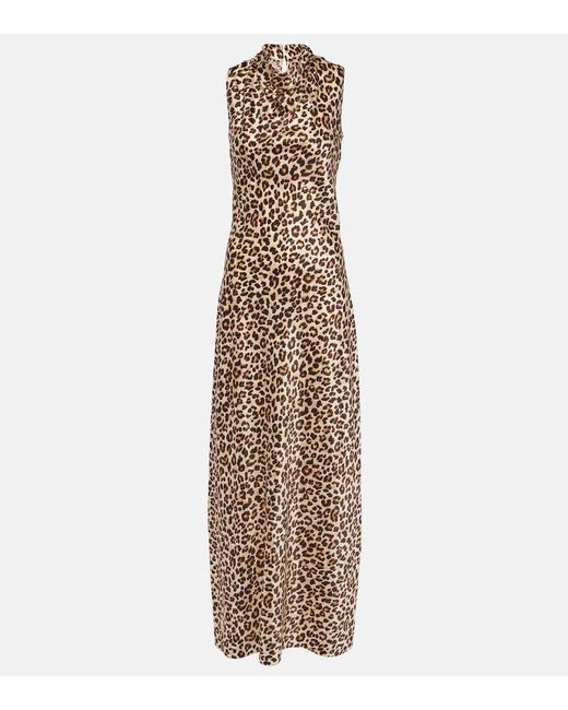 Veronica Beard Natural Kura Leopard-Print Silk-Blend Maxi Dress