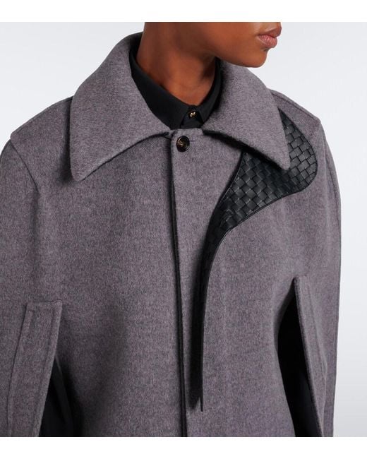 Bottega Veneta Gray Intrecciato Wool And Cashmere Cape