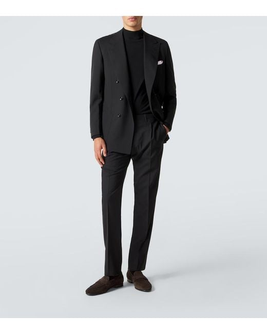 Kiton Black Wool Suit for men