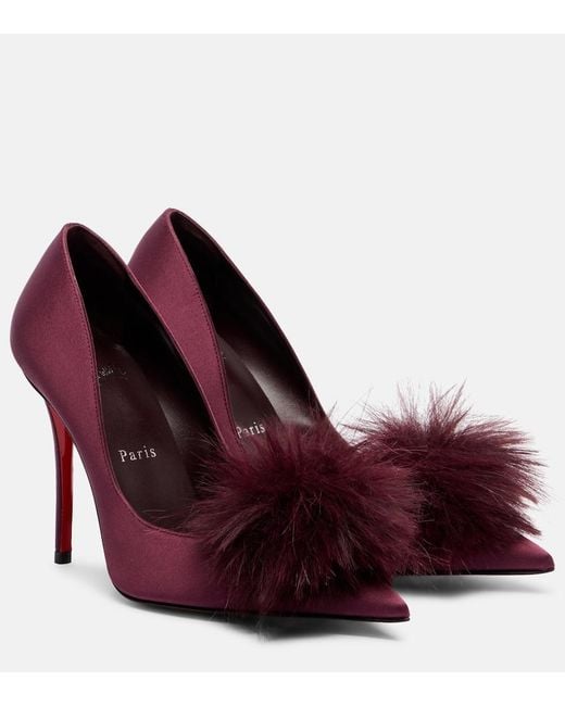 Christian Louboutin Red Alana 100 Embellished Crepe Satin Pumps