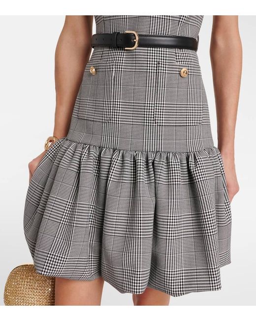 Self-Portrait Gray Belted Prince Of Wales Check Minidress