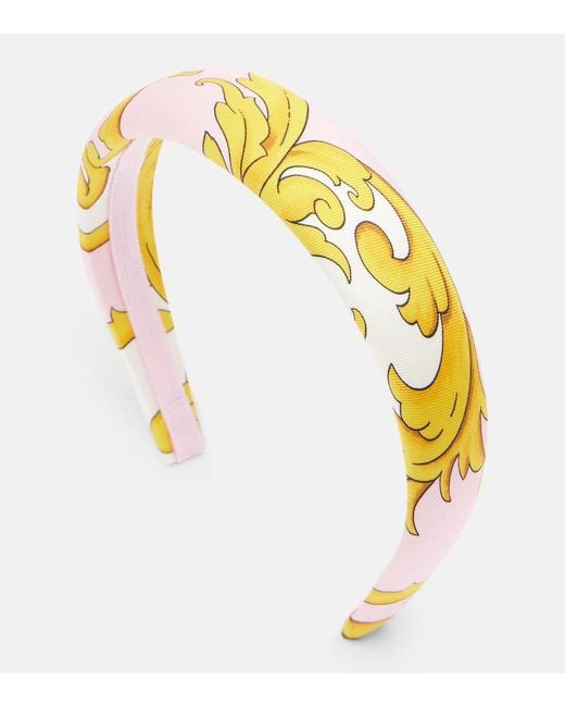 Versace Yellow Printed Silk Headband