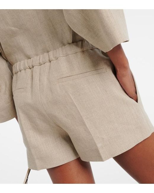 Valentino Natural Linen Canvas Shorts