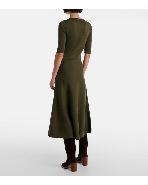 Gabriela Hearst Green Wool, Cashmere, And Silk Midi Dress