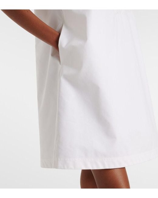 Moncler White Embroidered Cotton-Blend Poplin Midi Dress