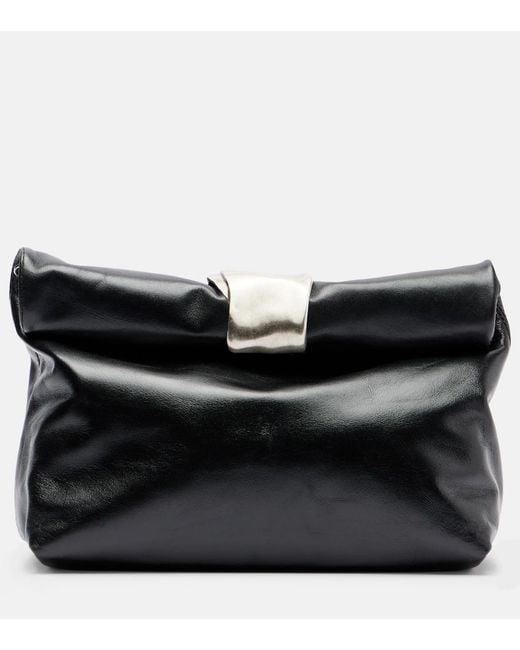 Staud Black Cuff Leather Clutch