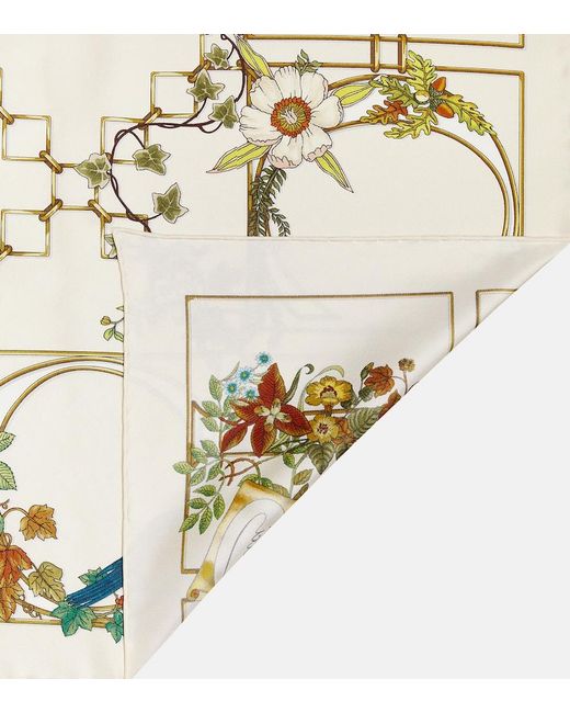 Gucci Natural Vierecktuch Aus Seidentwill Mit Print