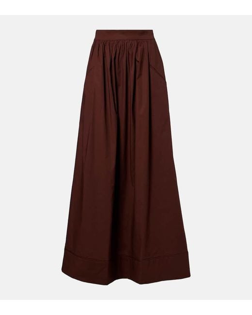Adriana Degreas Brown Pleated Cotton Maxi Skirt