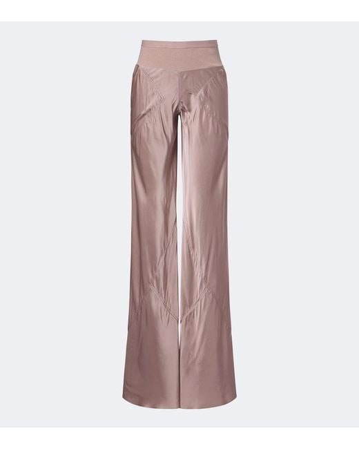 Rick Owens Pink Bias Satin Wide-Leg Pants