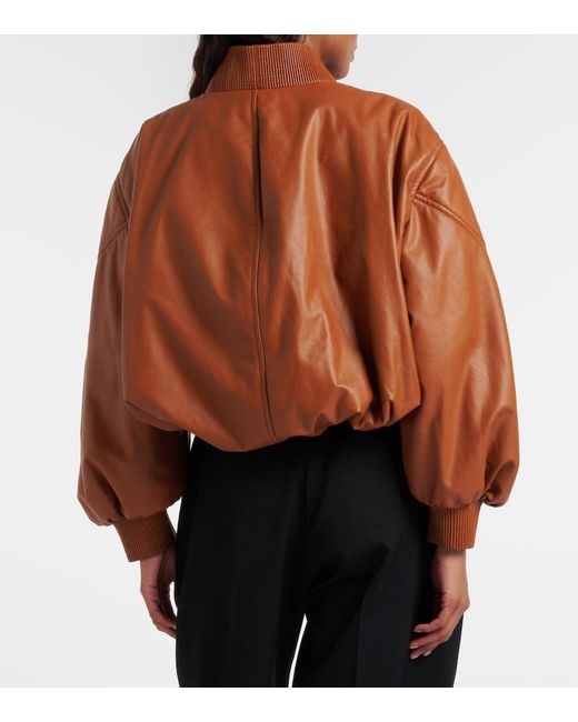 Givenchy Brown Cocoon Cropped Leather Bomber Jacket