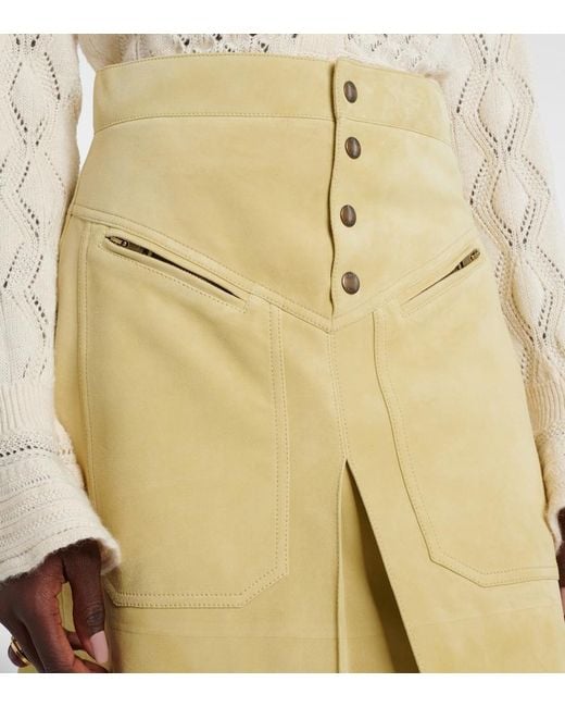 Chloé Yellow Suede Midi Skirt