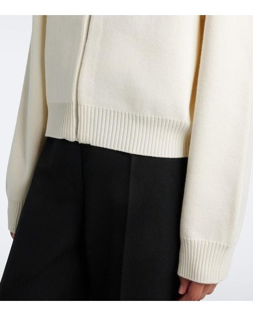 Rohe White Wool Zip-Up Sweater