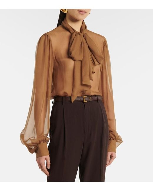 Saint Laurent Brown Cassandre Slim Leather Belt