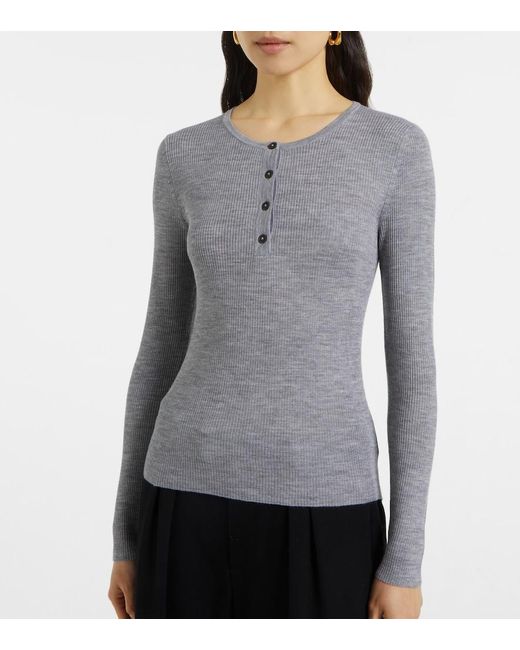 Nili Lotan Gray Klarise Wool And Silk Sweater