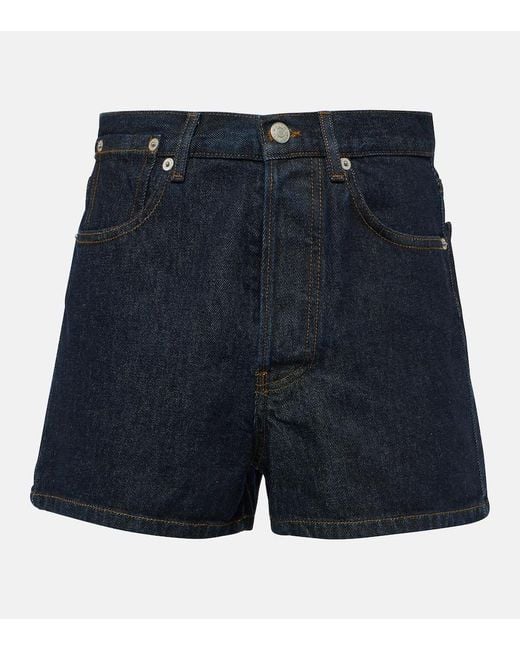 Shorts di jeans a vita alta di Dries Van Noten in Blue