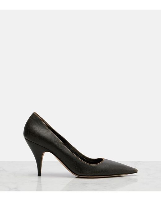 The Row Black Liisa Three Leather Pumps