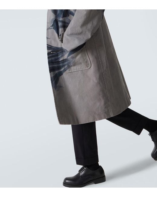 Dries Van Noten Gray Randale Floral Cotton Trench Coat for men