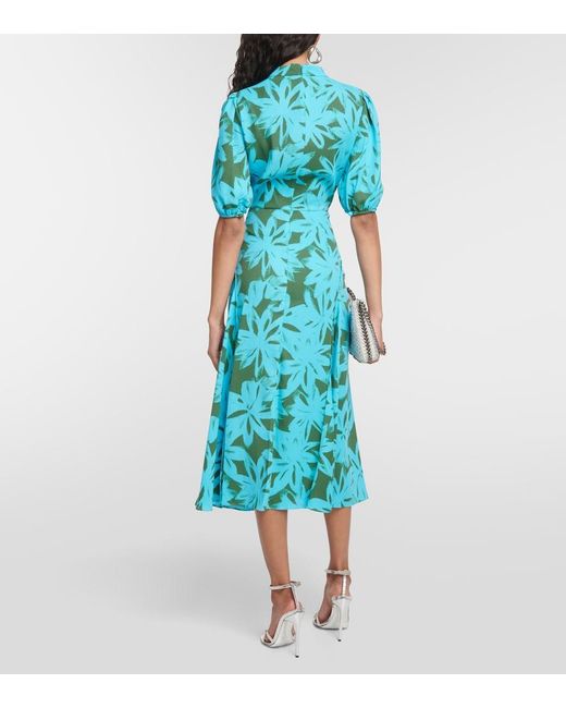 Diane von Furstenberg Blue Nella Floral-print Crepe Midi Dress