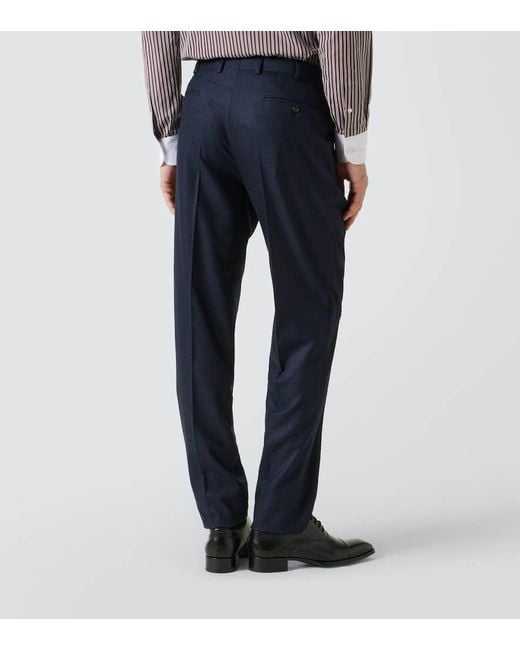 Brioni Blue Herringbone Wool Flannel Suit for men