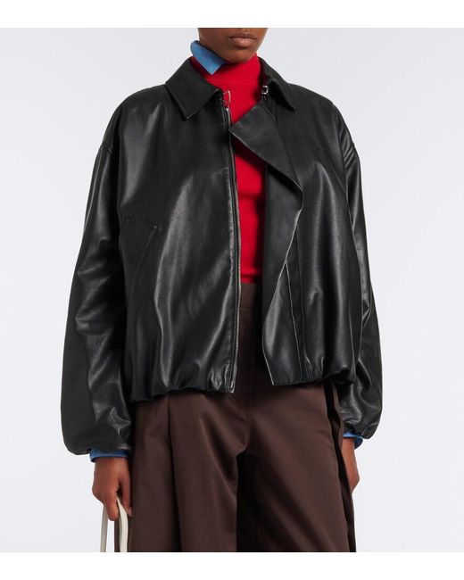 Loewe Black Leather Blouson Jacket