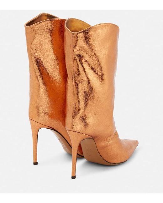 Alexandre Vauthier Orange Leather Ankle Boots