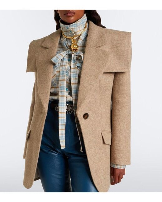 Chloé Natural Caped Wool Blazer