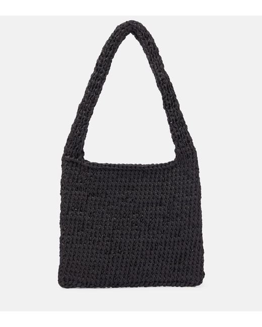 The Row Black Didion Woven Shoulder Bag