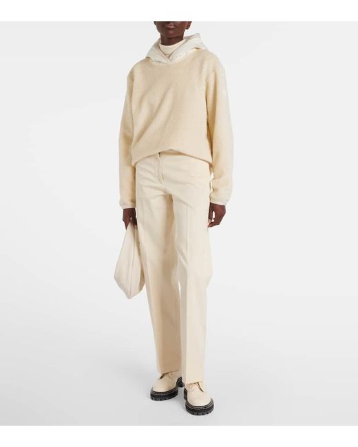 Moncler Natural Gerade Hose Aus Baumwoll-Gabardine