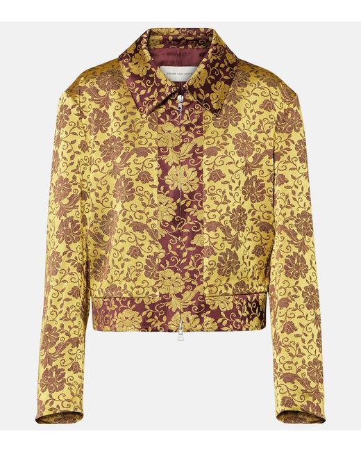 Chaqueta De Jacquard Floral Dries Van Noten de color Yellow