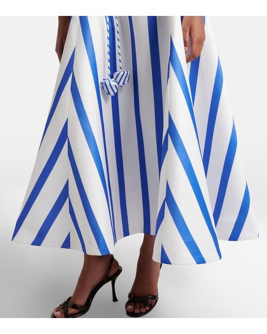 LEO LIN Blue Serafina Striped Satin Maxi Dress